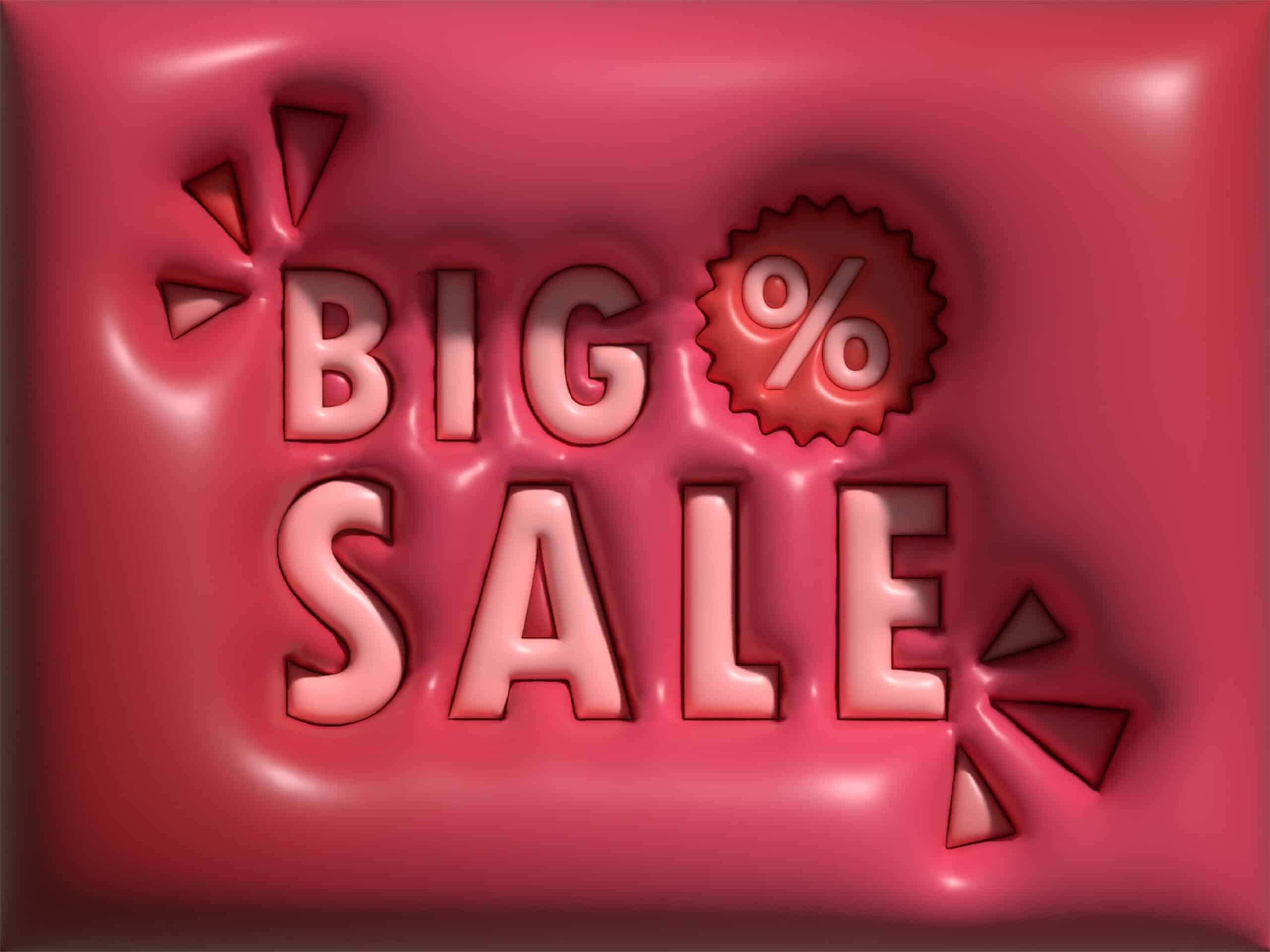 3d sale shopping with BIG sale sign.